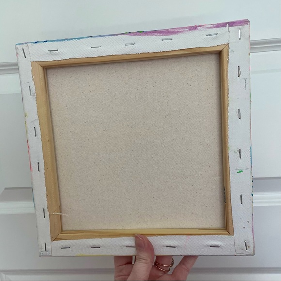 🎉🌈 ORIGINAL DOT PAINTING 10”x10” Rainbow Colorful Neon Bright Firework Dot Art - Picture 5 of 5